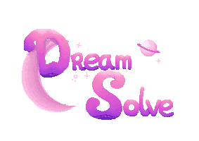 Logo van de game DreamSolve, op het logo is de title DreamSolve te zien
                     met daarachter een maan, een planeet en wat sterren